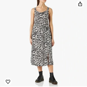 Vero Moda Lightweight Easy Strap Calf Dress in Classic Neutral Animal Print NWT